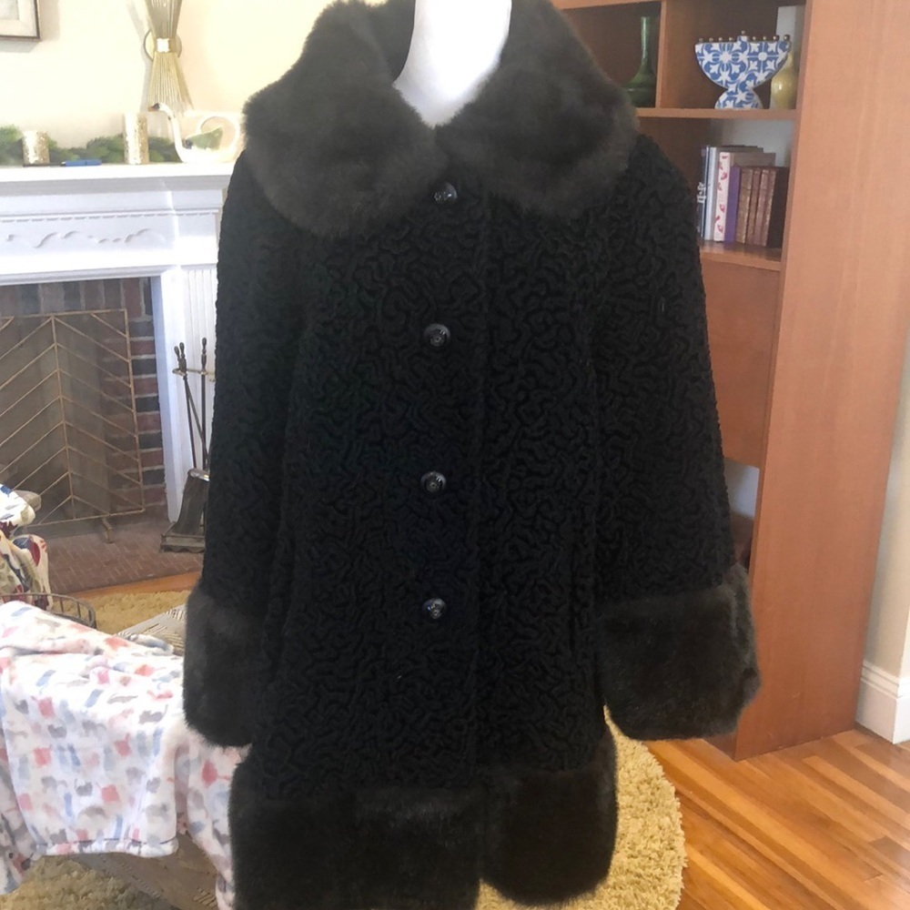 Vintage Black Teddy Jacket Plush Fur Cozy Collar